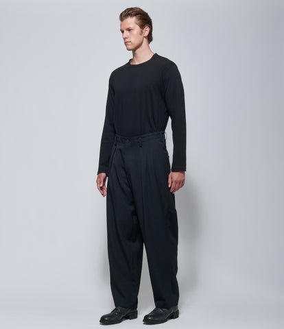 FW26 Yohji Yamamoto Mens 2 Tuck Pants Black