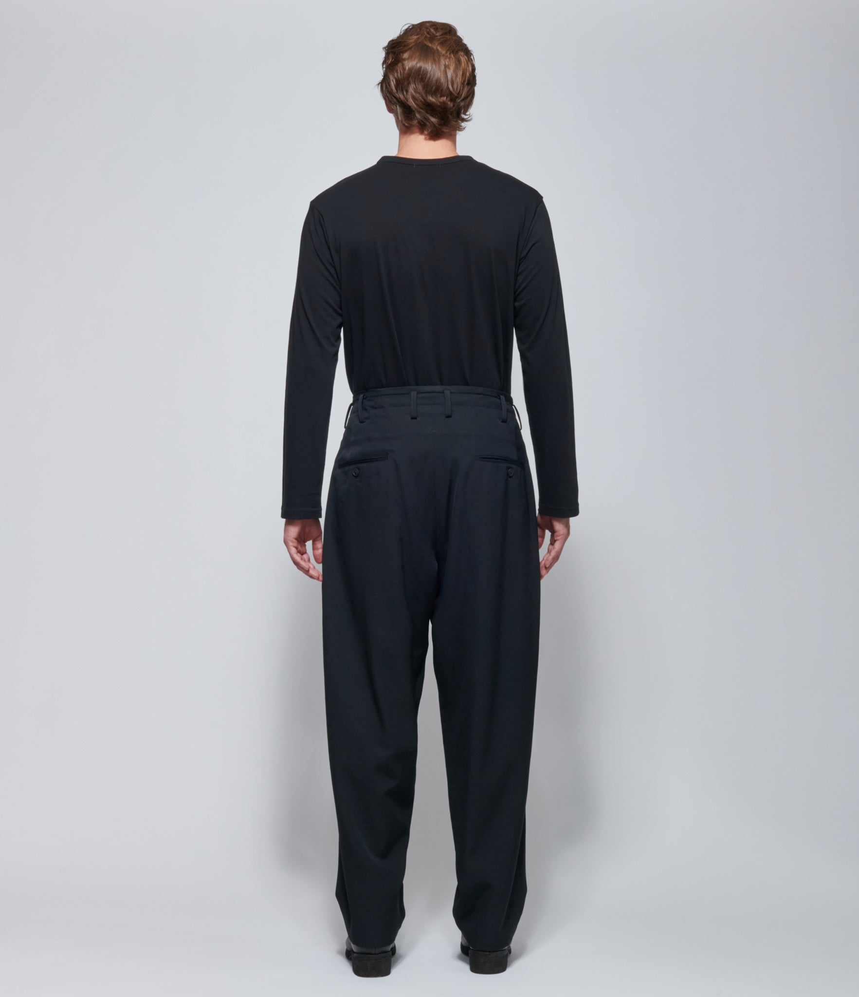 FW26 Yohji Yamamoto Mens 2 Tuck Pants Black