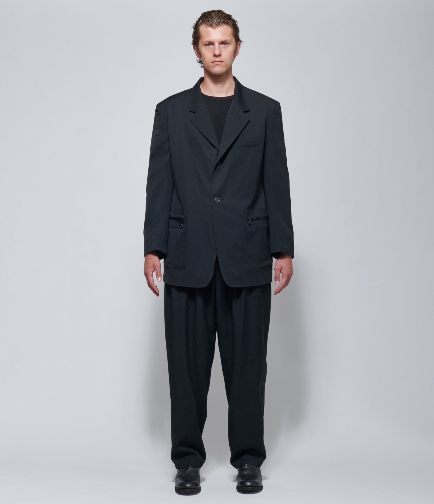 FW26 Yohji Yamamoto Lapel Panel 2-Button Jacket in Black