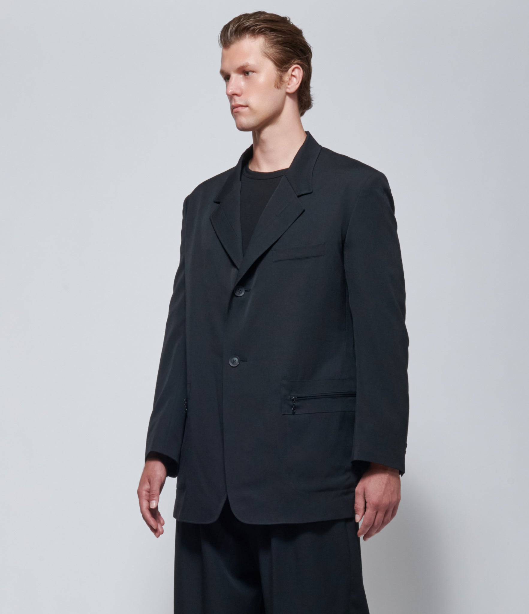 FW26 Yohji Yamamoto Lapel Panel 2-Button Jacket in Black