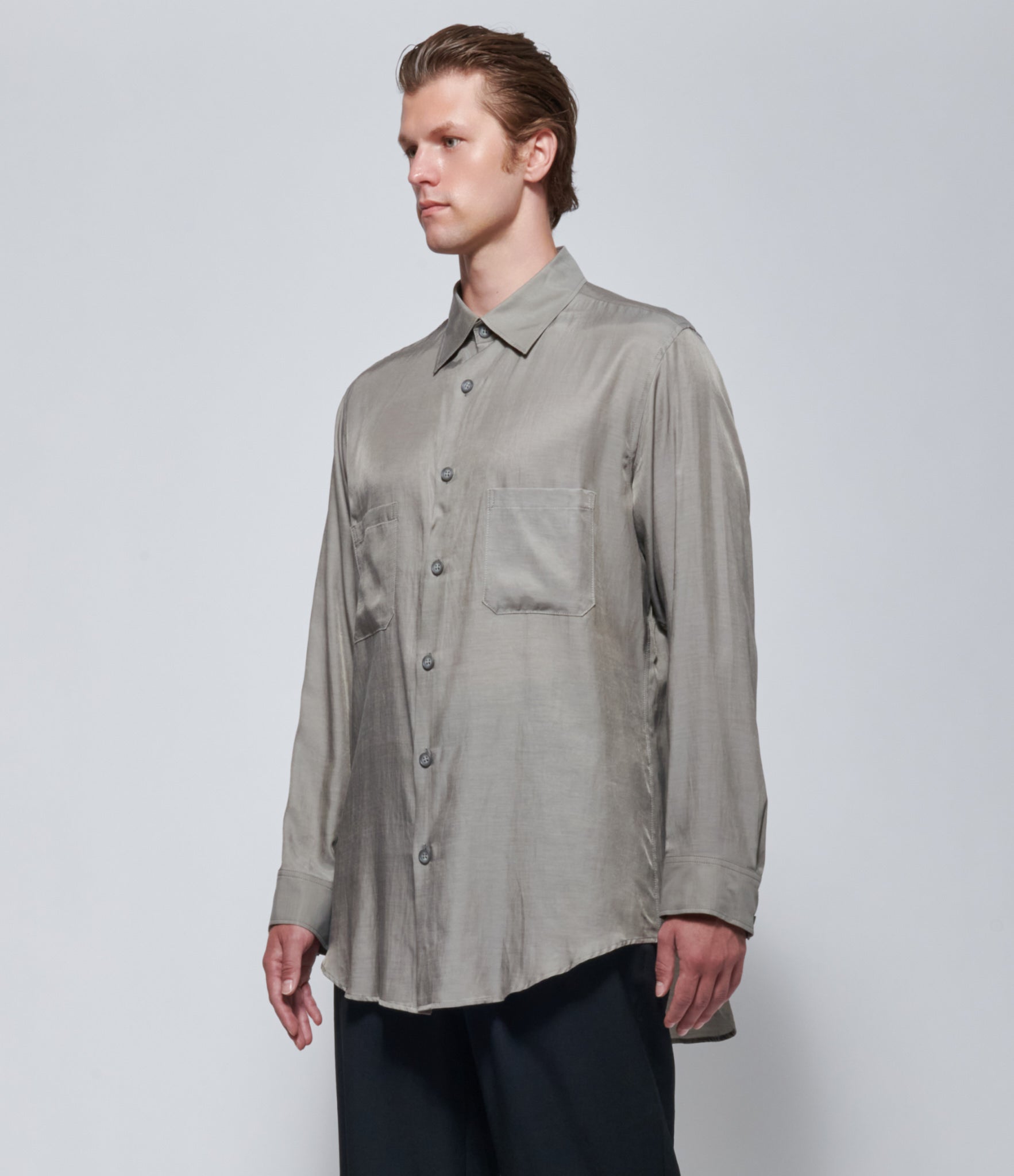 FW26 Yohji Yamamoto Mens Double Pocket Shirt Grey