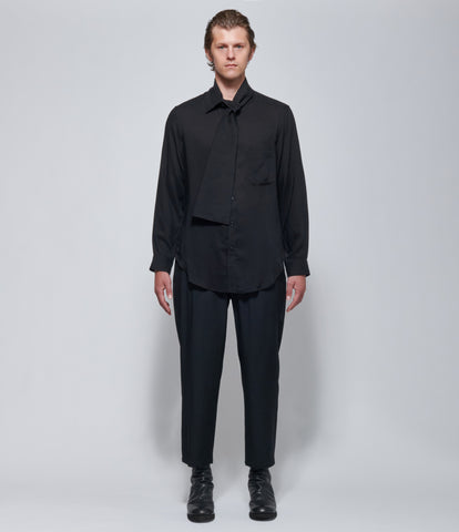 FW26 Yohji Yamamoto Scarf Collar Blouse in Black