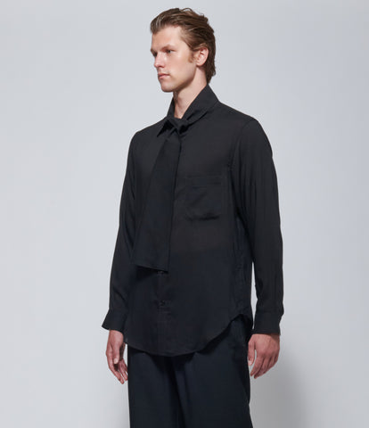 FW26 Yohji Yamamoto Scarf Collar Blouse in Black