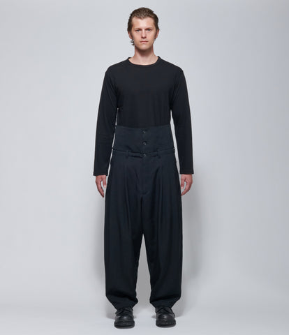 FW26 Yohji Yamamoto High Waist Tuck Pants in Black