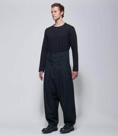 FW26 Yohji Yamamoto High Waist Tuck Pants in Black