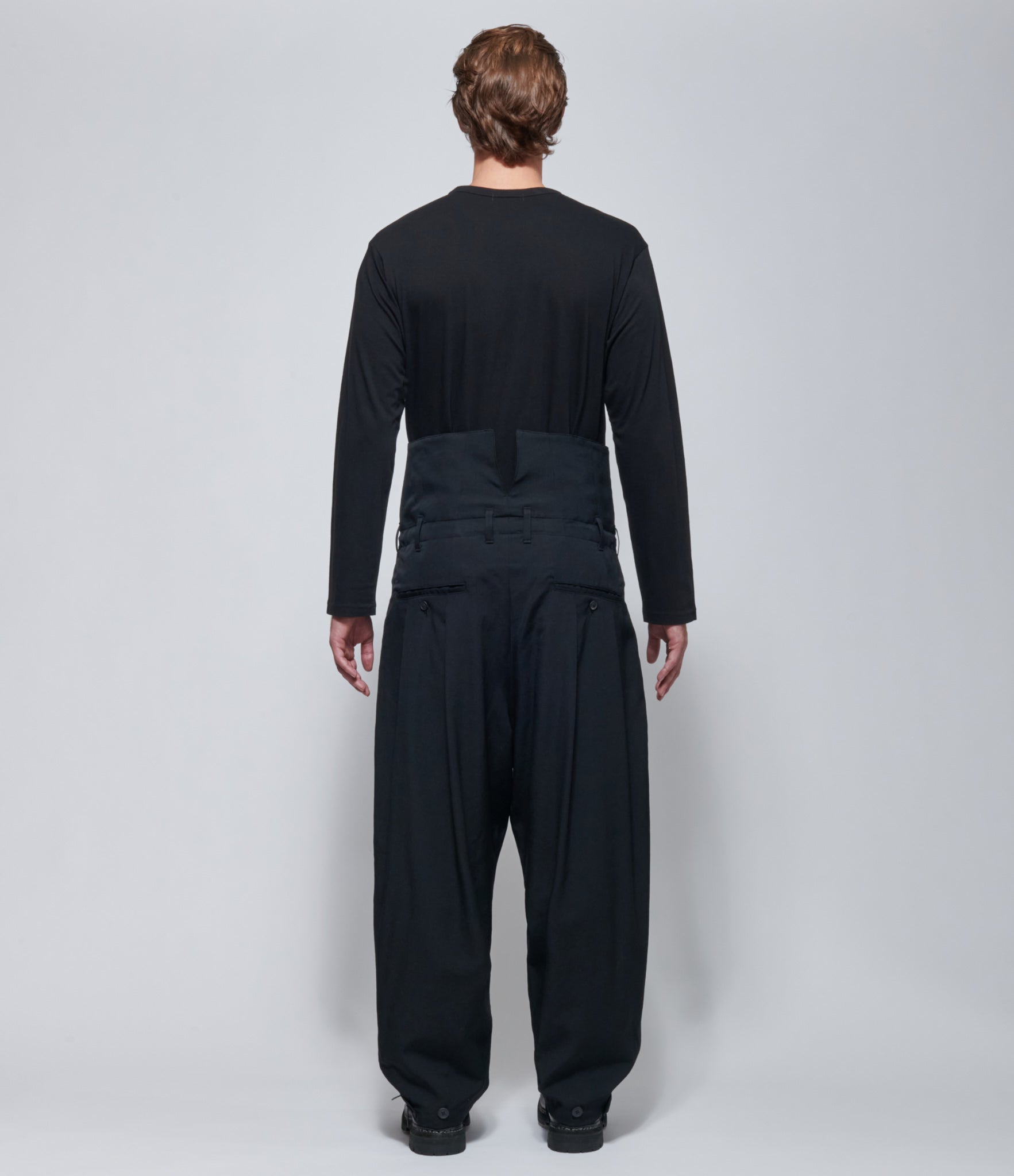FW26 Yohji Yamamoto High Waist Tuck Pants in Black