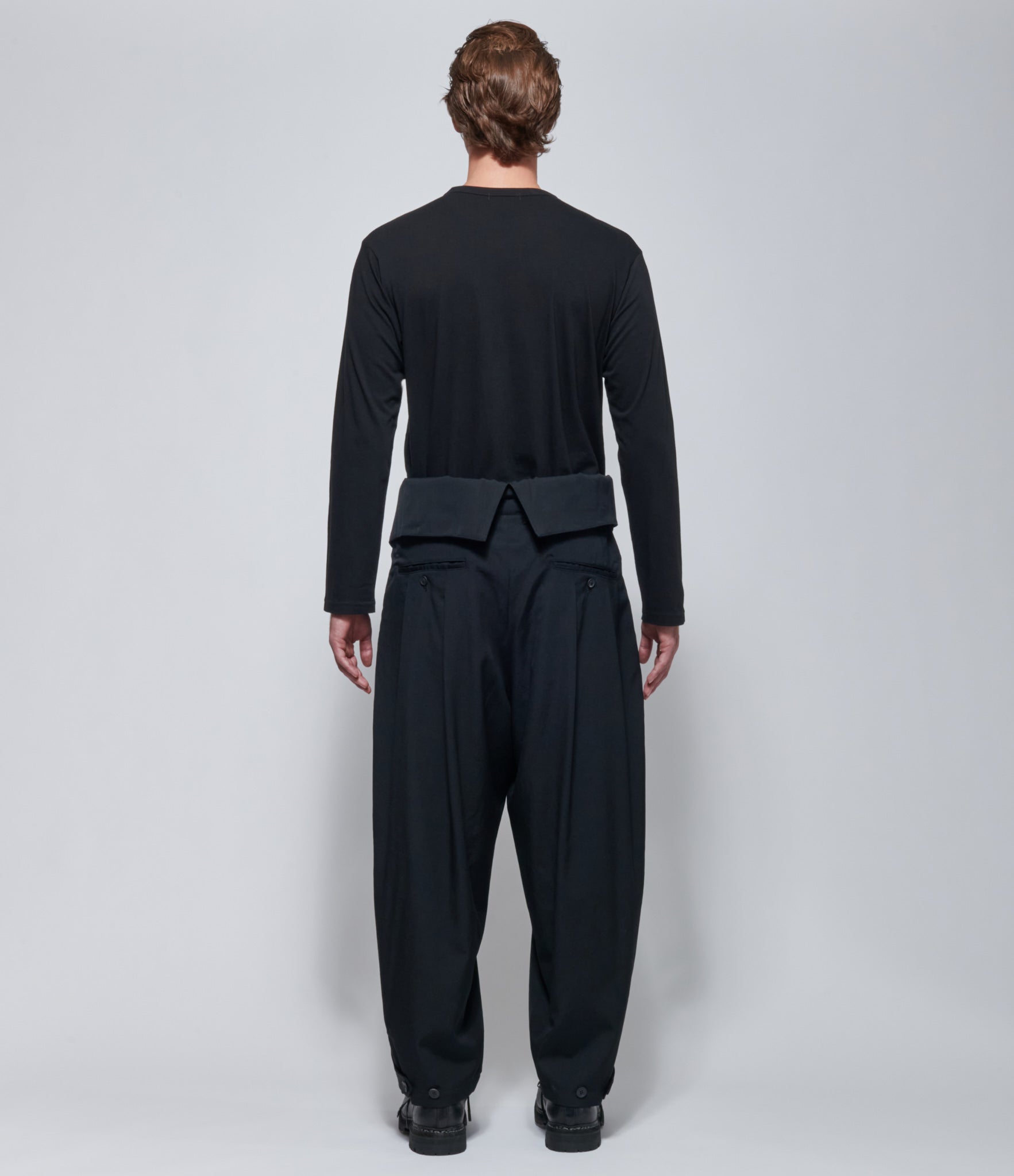 FW26 Yohji Yamamoto High Waist Tuck Pants in Black