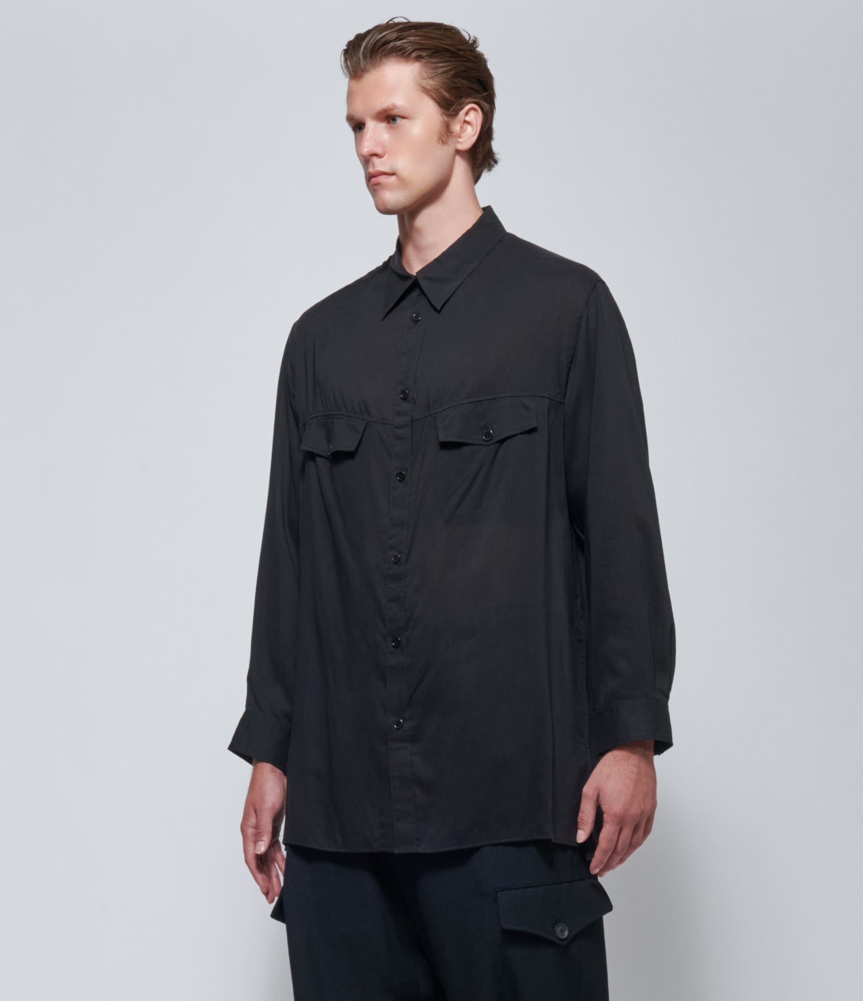 FW26 Yohji Yamamoto Chest Panel Pocket Blouse in Black