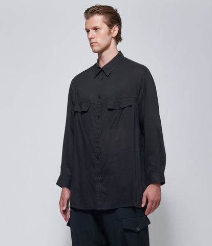 FW26 Yohji Yamamoto Chest Panel Pocket Blouse in Black