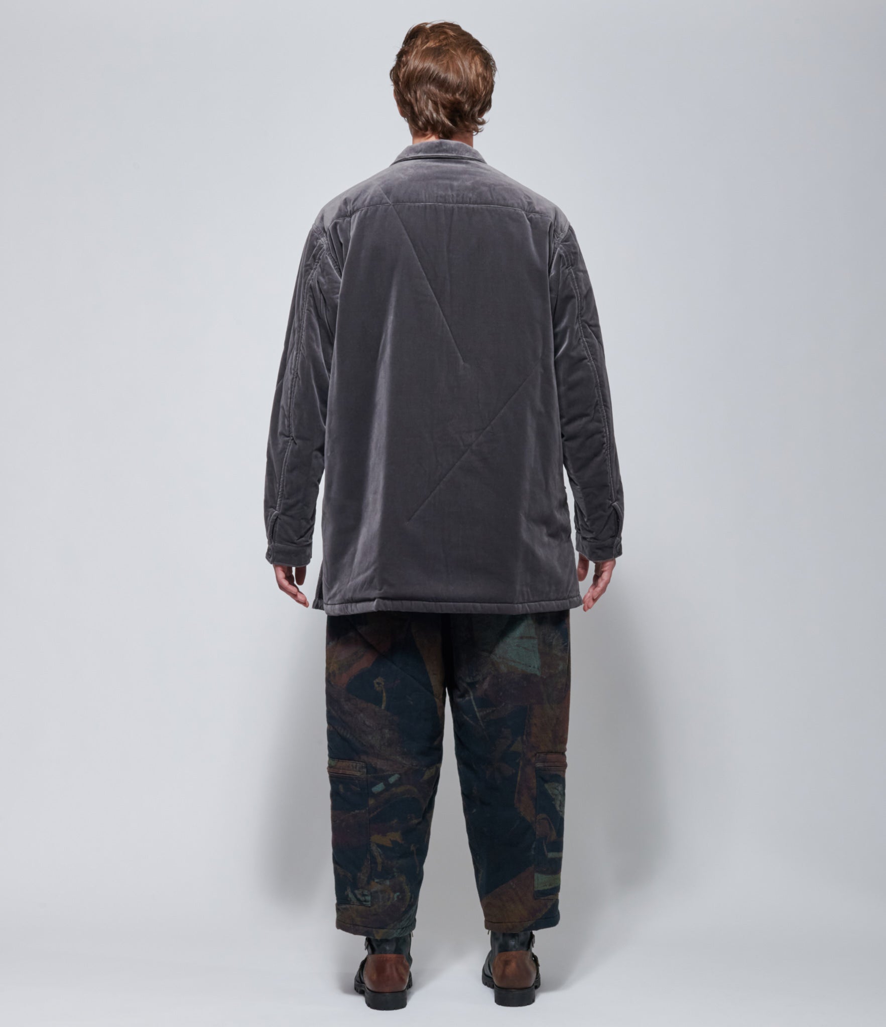 FW26 Yohji Yamamoto Velvet Padded Blouson in Grey