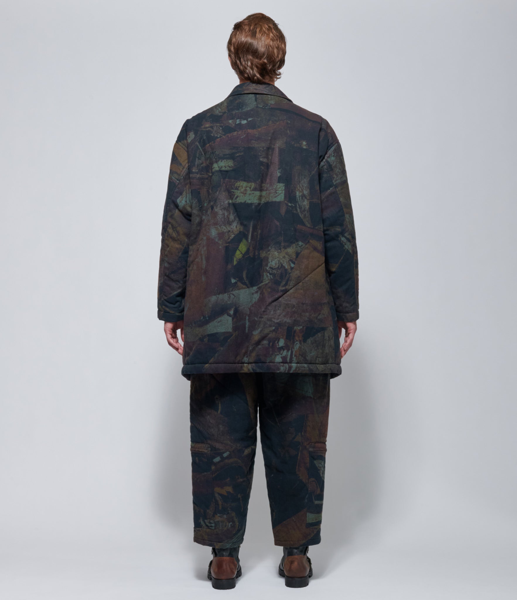 FW26 Yohji Yamamoto Padded Rust Flannel Jacket in Black
