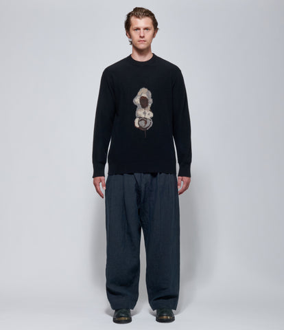 FW26 Ziggy Chen Intarsia Pattern Black Sweater