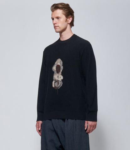 FW26 Ziggy Chen Intarsia Pattern Black Sweater