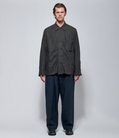 FW26 Ziggy Chen Mens Side Tab Spread Micro-Check Collar Shirt