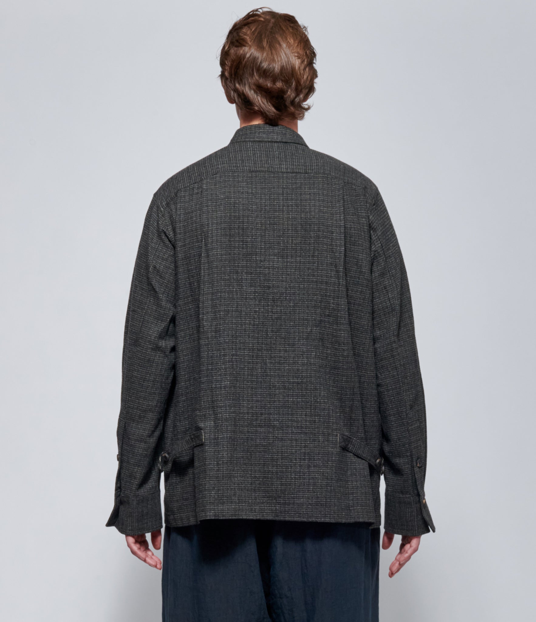 FW26 Ziggy Chen Mens Side Tab Spread Micro-Check Collar Shirt