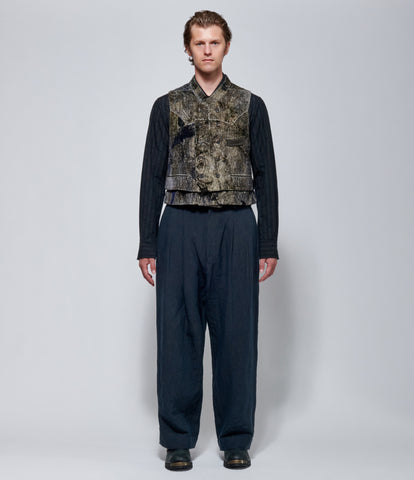 FW26 Ziggy Chen Mens Velvet Double-Breasted Gilet in Gray