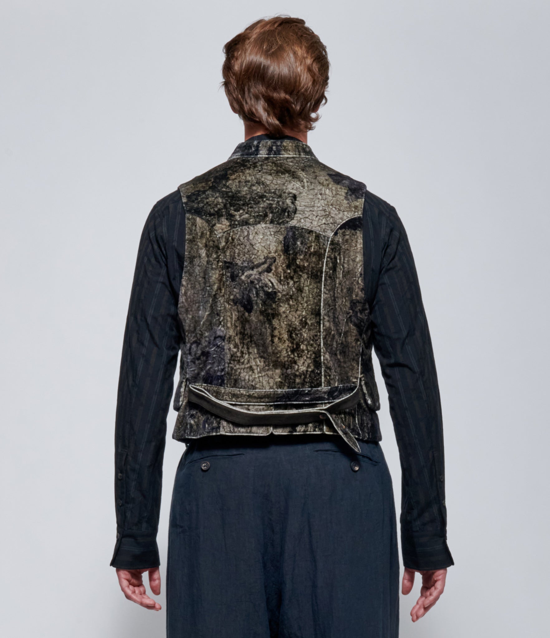 FW26 Ziggy Chen Mens Velvet Double-Breasted Gilet in Gray