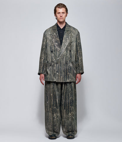 Ziggy Chen Mens Digital Print Double-Breasted Silk Blazer