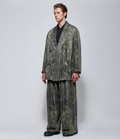Ziggy Chen Mens Digital Print Double-Breasted Silk Blazer