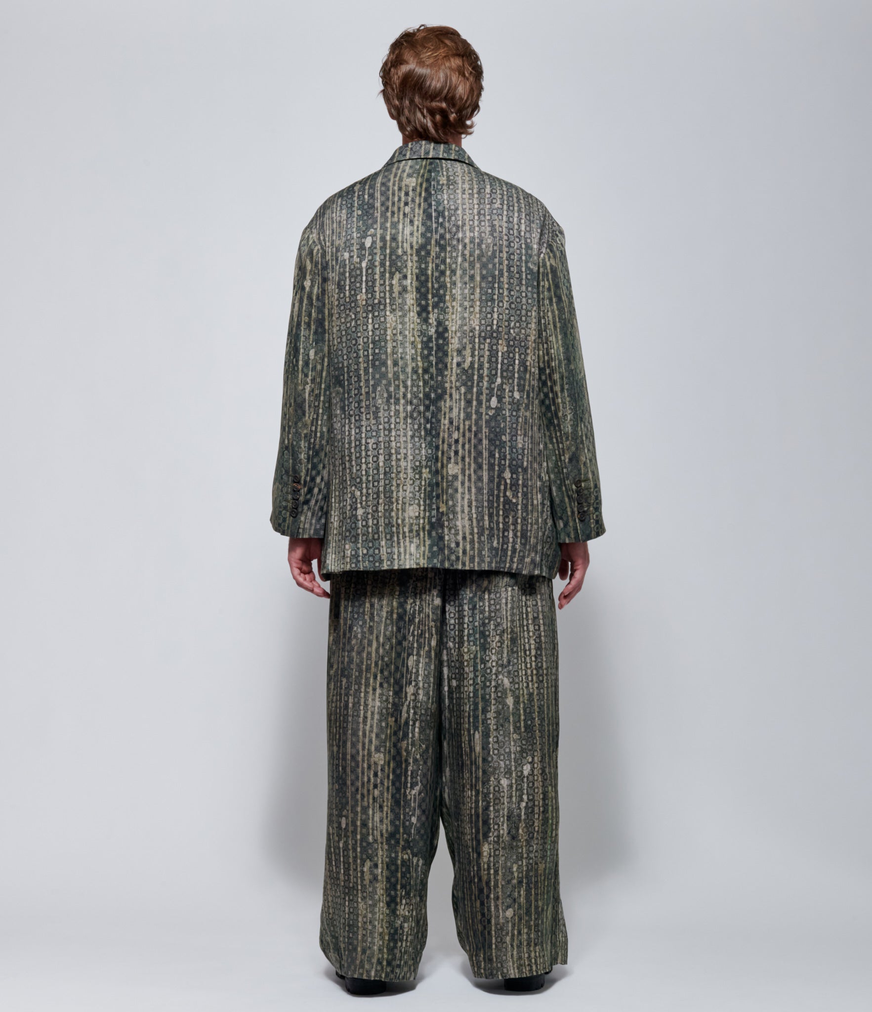 Ziggy Chen Mens Digital Print Double-Breasted Silk Blazer