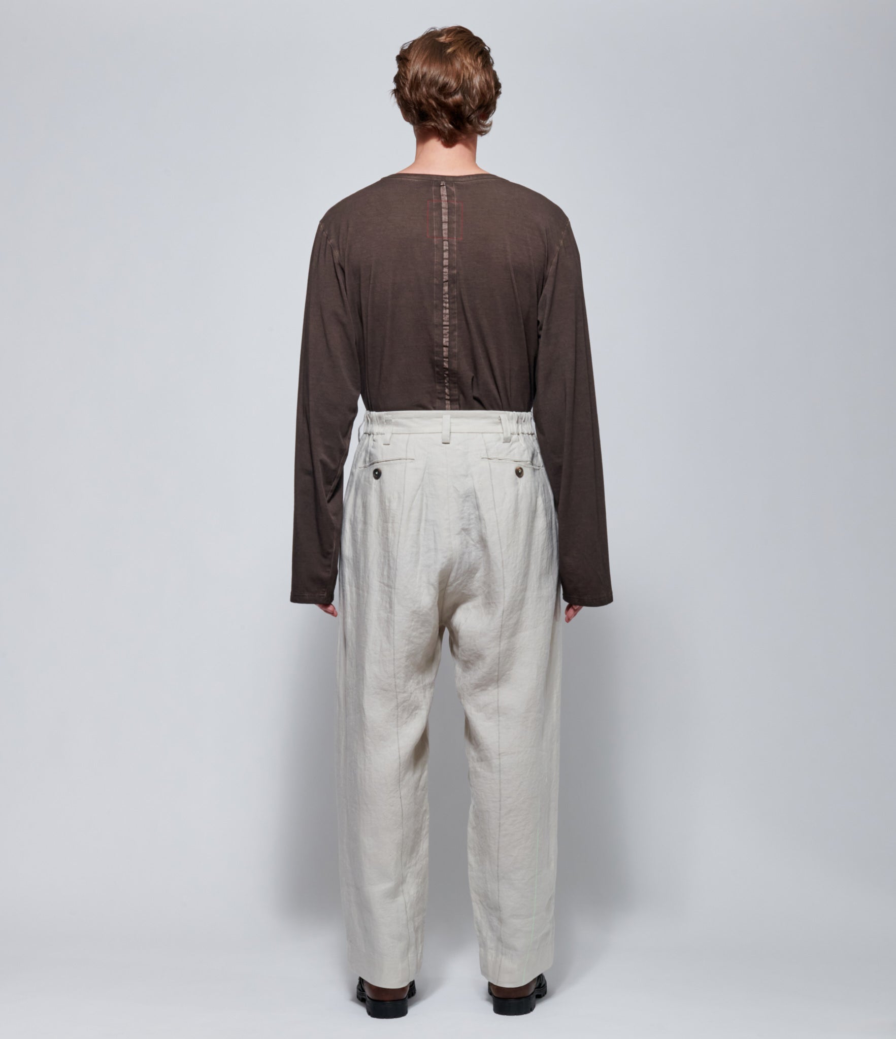 Ziggy Chen Mens Pleated Trousers in Ivory