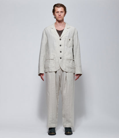 Ziggy Chen Mens Linen-Silk Worker Blazer in Ivory