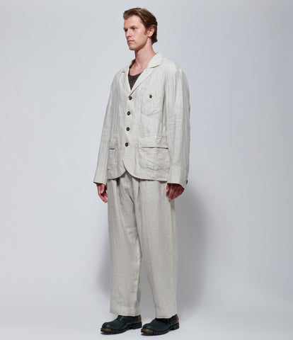 Ziggy Chen Mens Linen-Silk Worker Blazer in Ivory