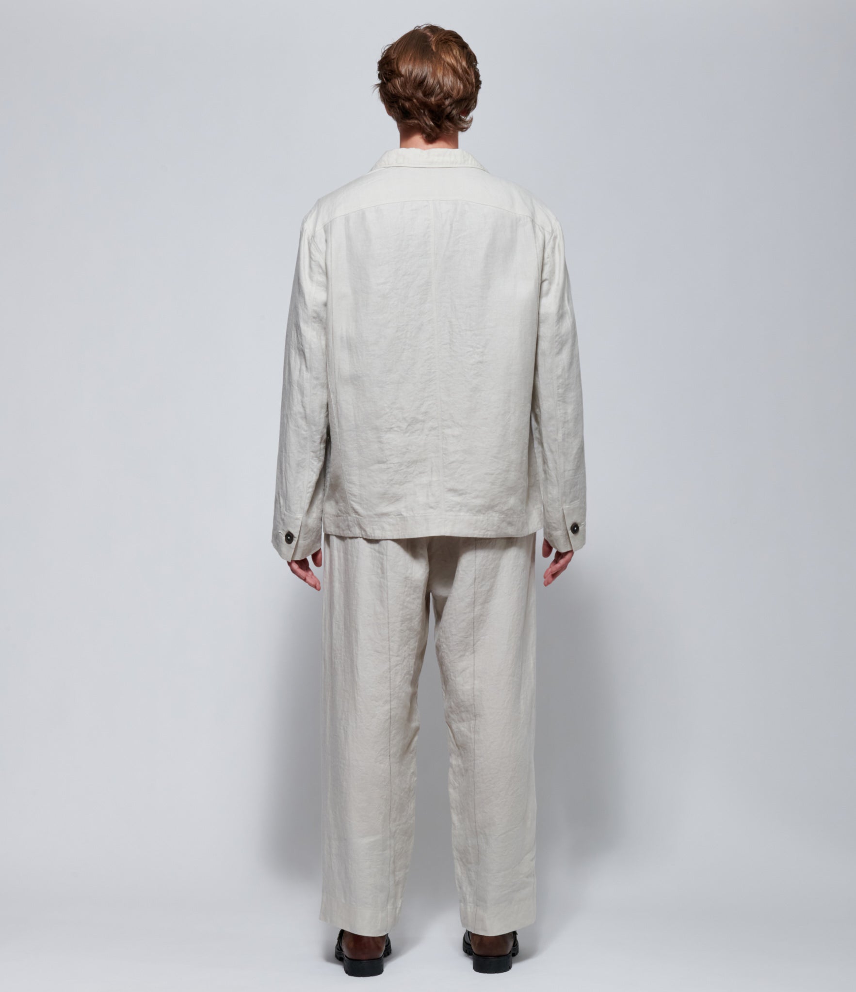 Ziggy Chen Mens Linen-Silk Worker Blazer in Ivory