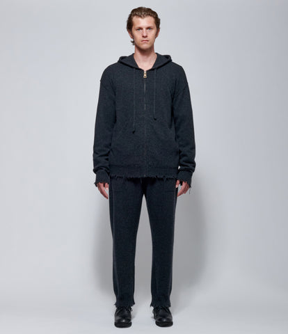 FW26 Uma Wang Mens Hooded Wool Top in Dark Grey