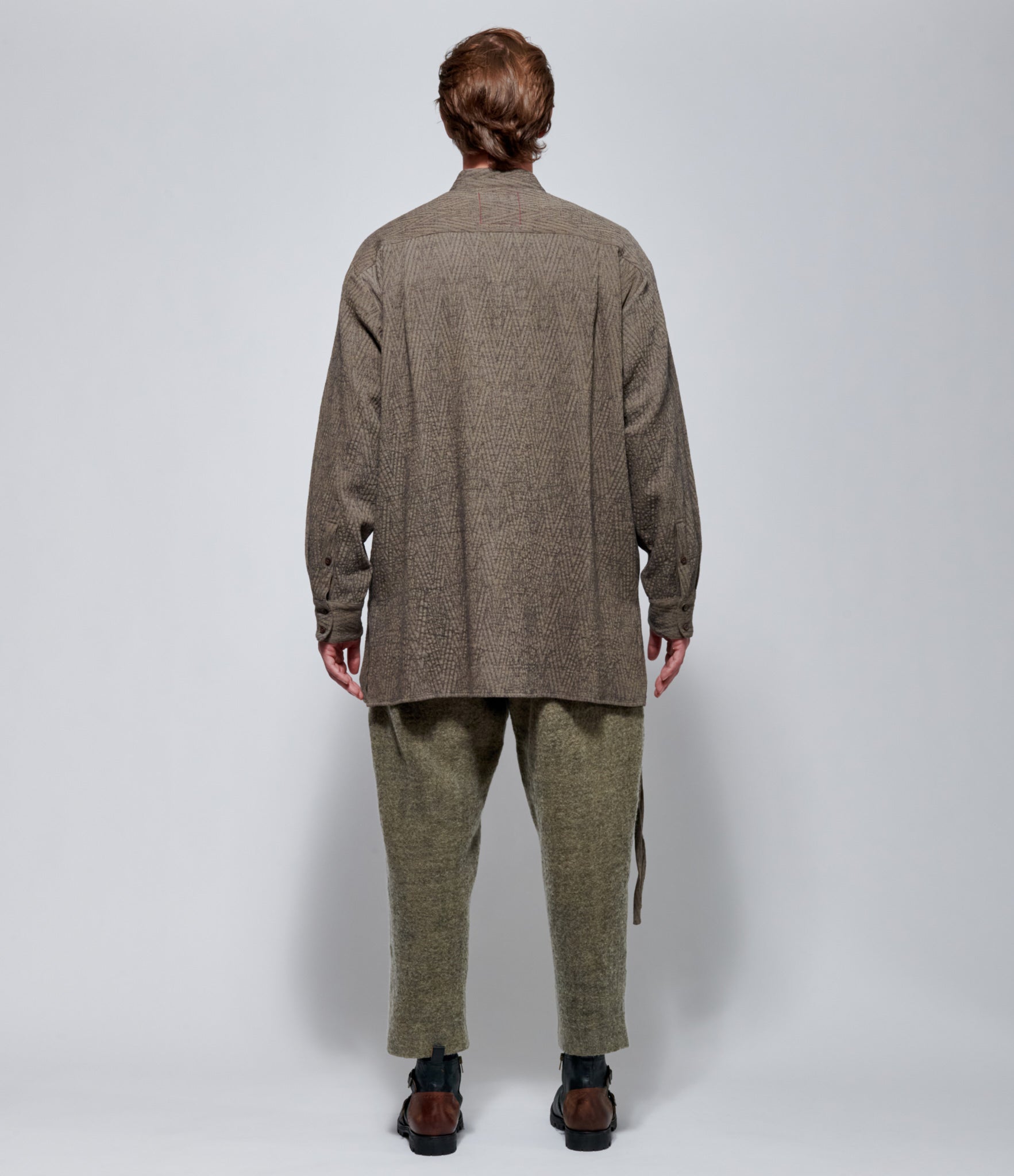 FW26 Uma Wang Mens Tapestry Wool Top Grey/Blue