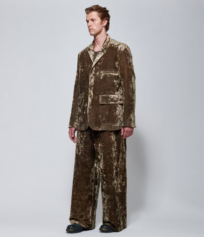 FW26 Uma Wang Mens Jupiter Velvet Blazer in Brown Olive