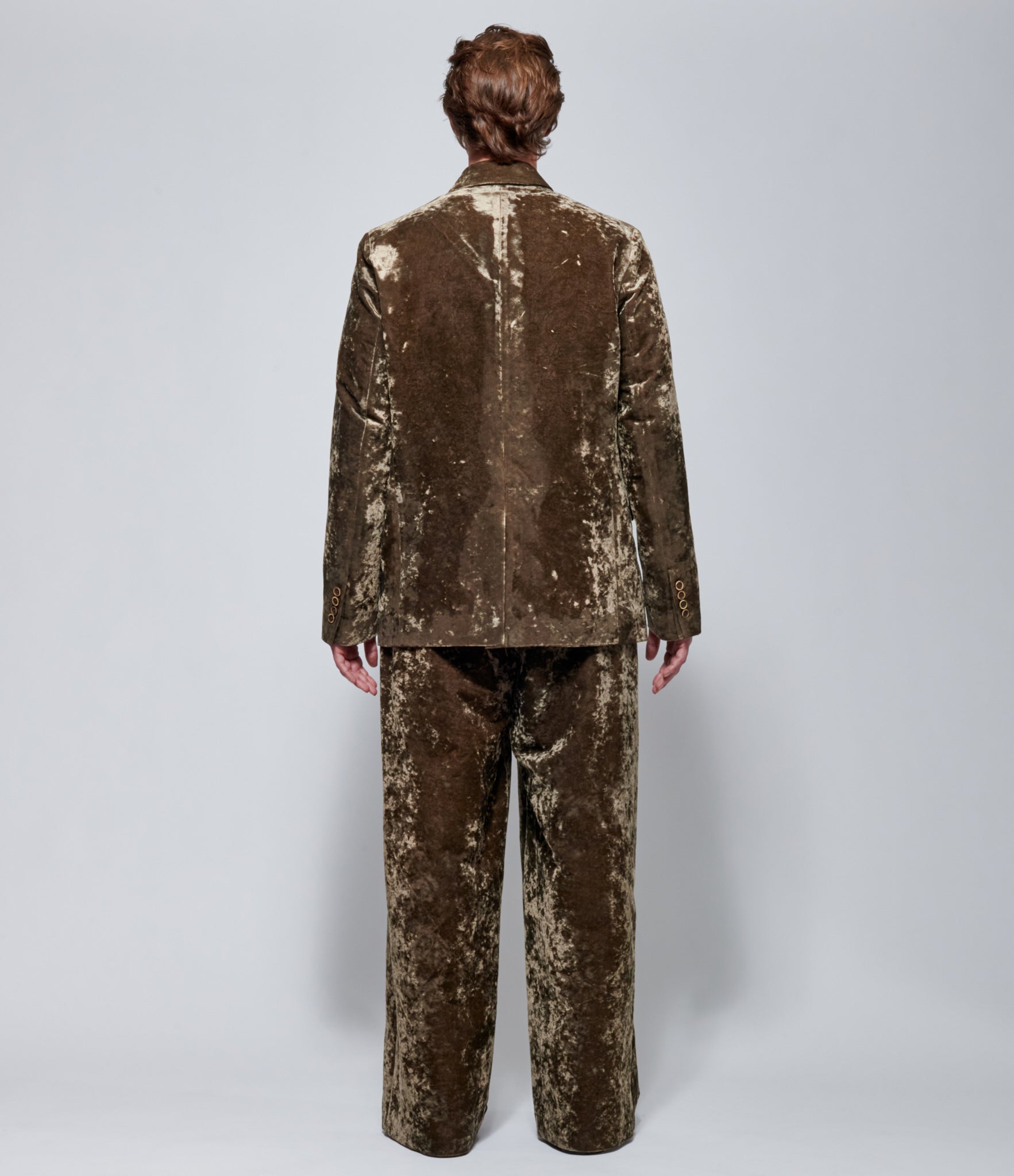 FW26 Uma Wang Mens Jupiter Velvet Blazer in Brown Olive