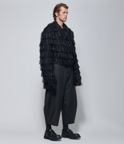 FW26 COMME des GARÇONS Homme Plus Tiered Lace Ruffle Jacket