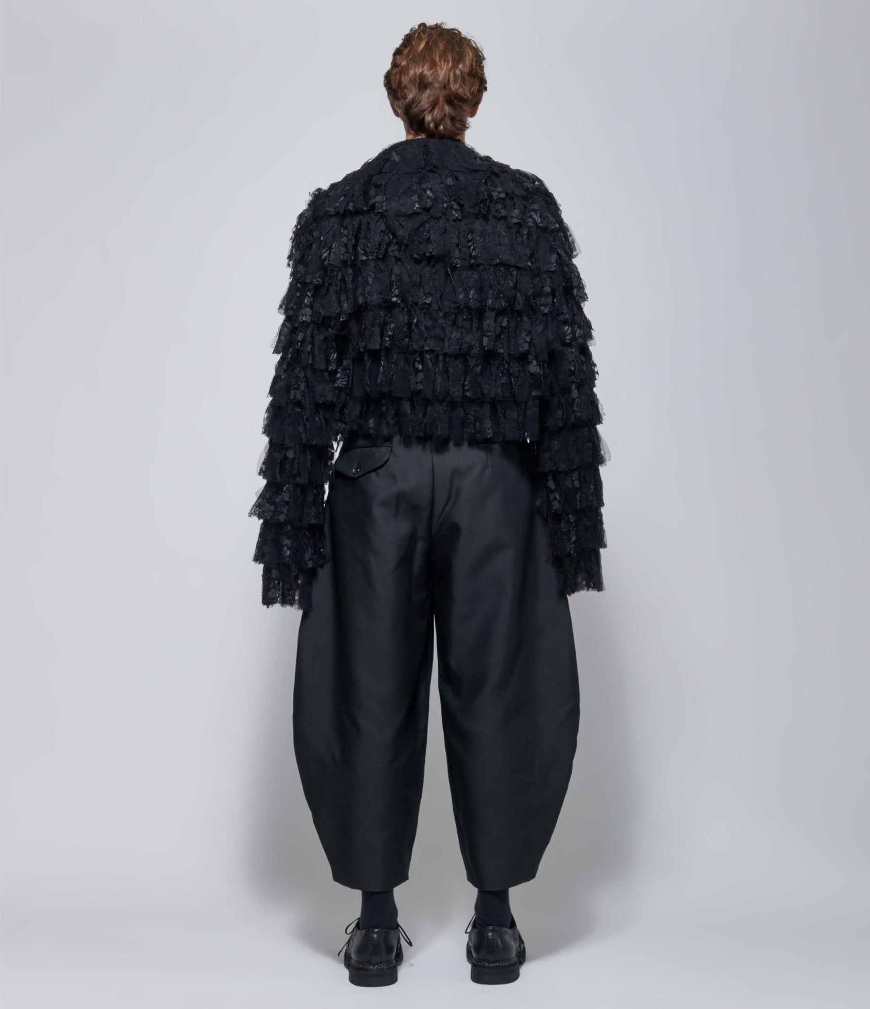 FW26 COMME des GARÇONS Homme Plus Tiered Lace Ruffle Jacket