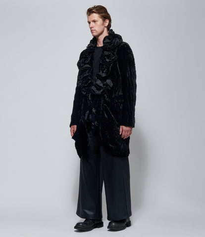 FW26 COMME des GARÇONS Homme Plus Mens Black Velvet Ruffled Jacket