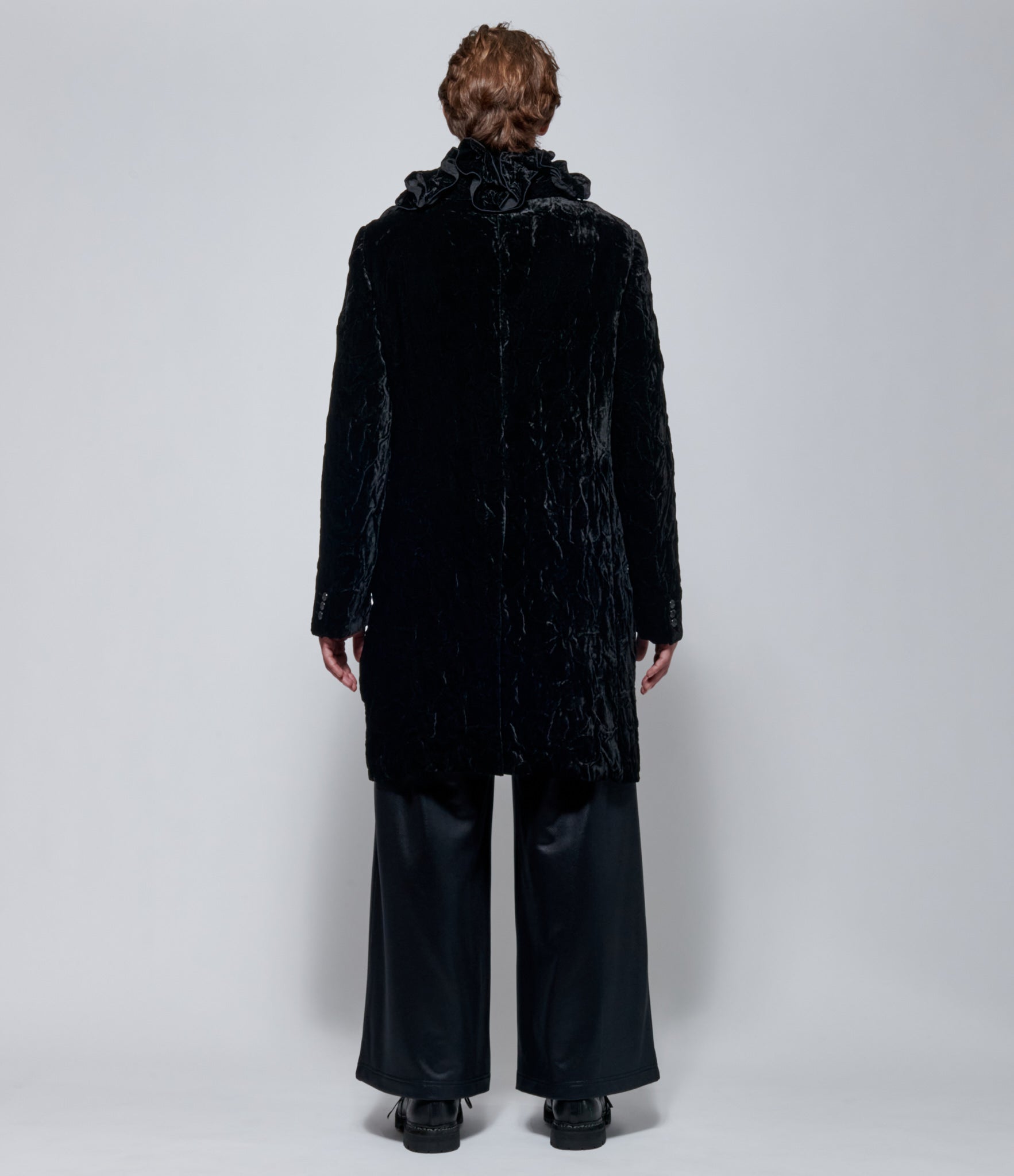 FW26 COMME des GARÇONS Homme Plus Mens Black Velvet Ruffled Jacket