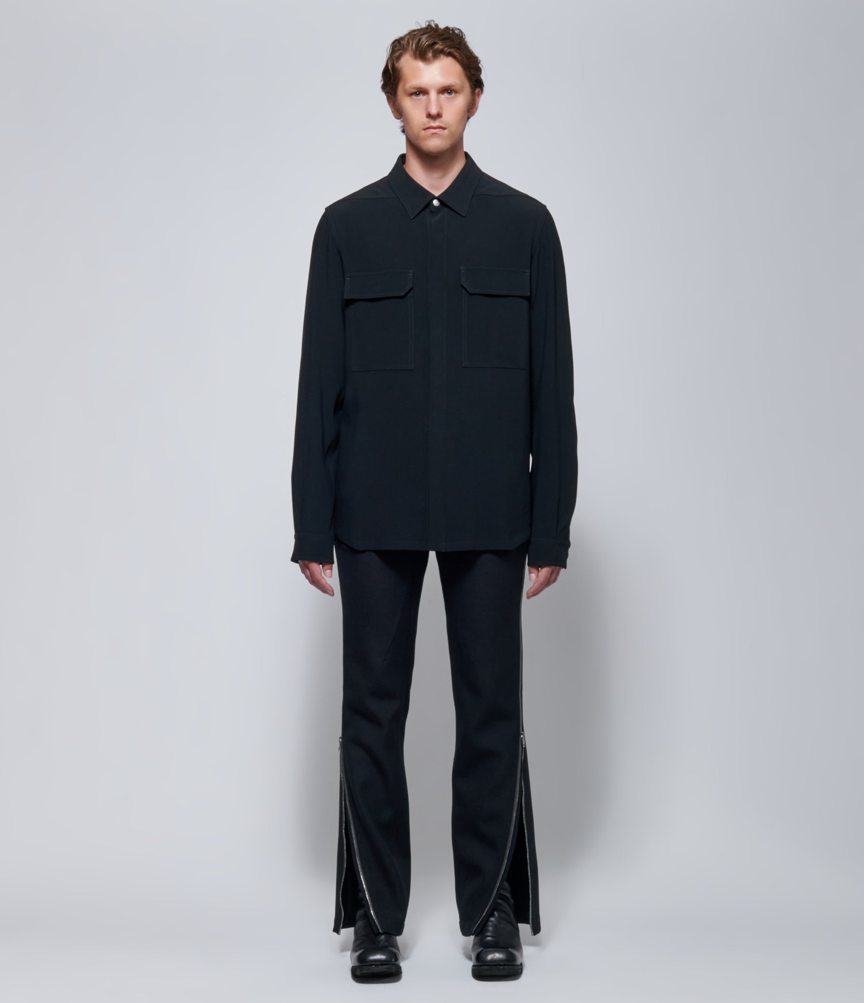 FW26 Rick Owens Mens Camicia Overshirt Black