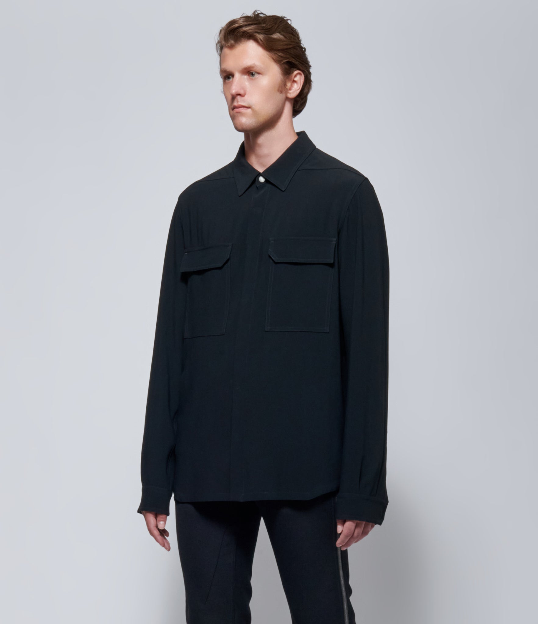 FW26 Rick Owens Mens Camicia Overshirt Black
