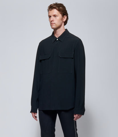 FW26 Rick Owens Mens Camicia Overshirt Black