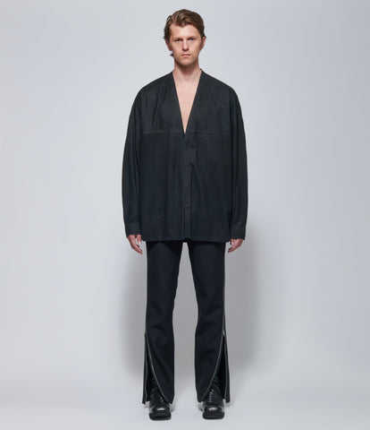 FW26 Rick Owens Mens Camicia In Pelle Lido Larry Shirt Black
