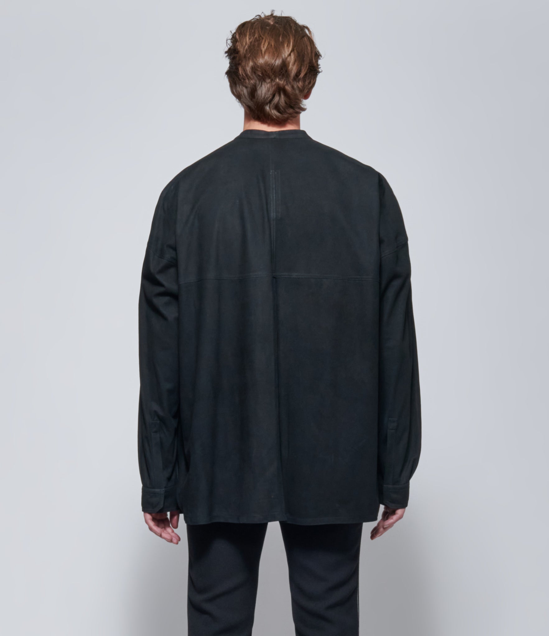 FW26 Rick Owens Mens Camicia In Pelle Lido Larry Shirt Black