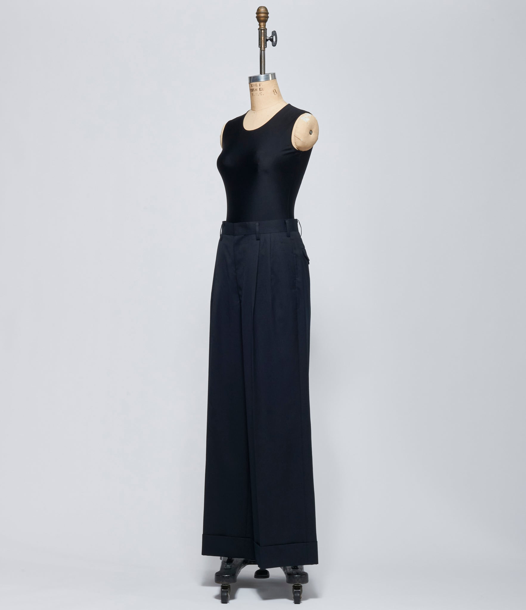 FW26 Junya Watanabe Womens Pinstripe Wool Wide-Leg Trousers