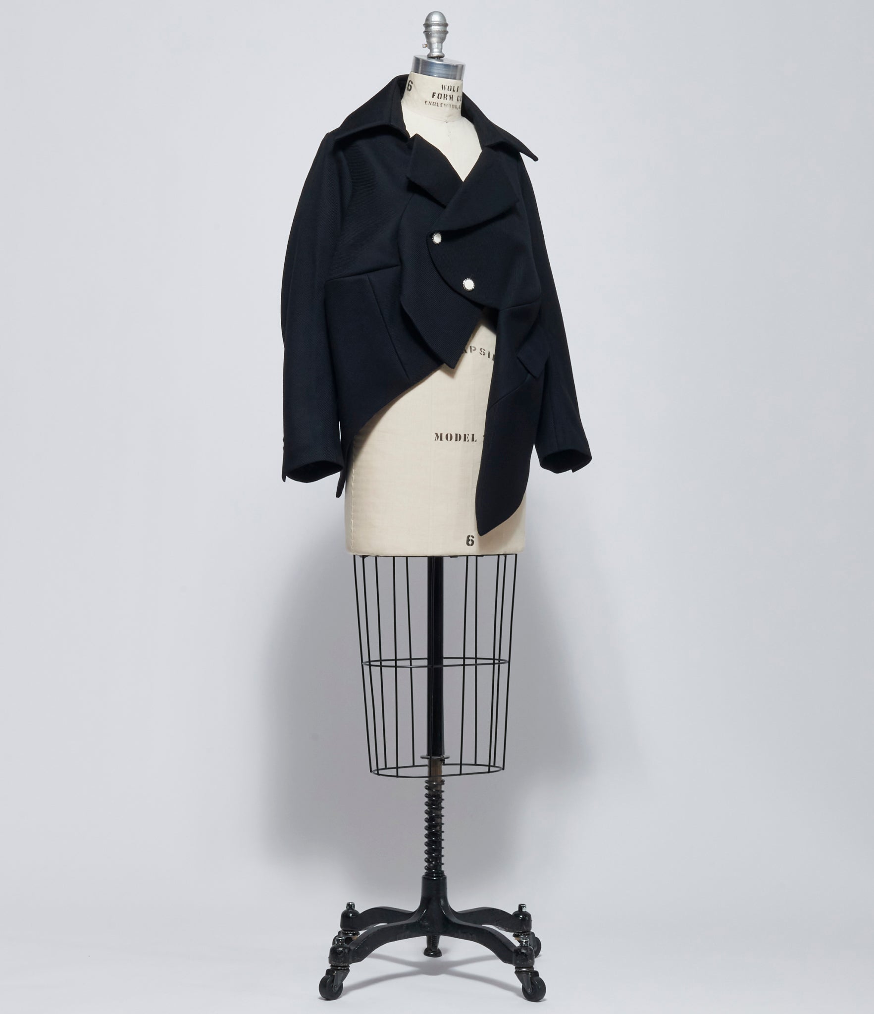 FW26 Comme des Garçons Womens Asymmetric Wool Cropped Jacket
