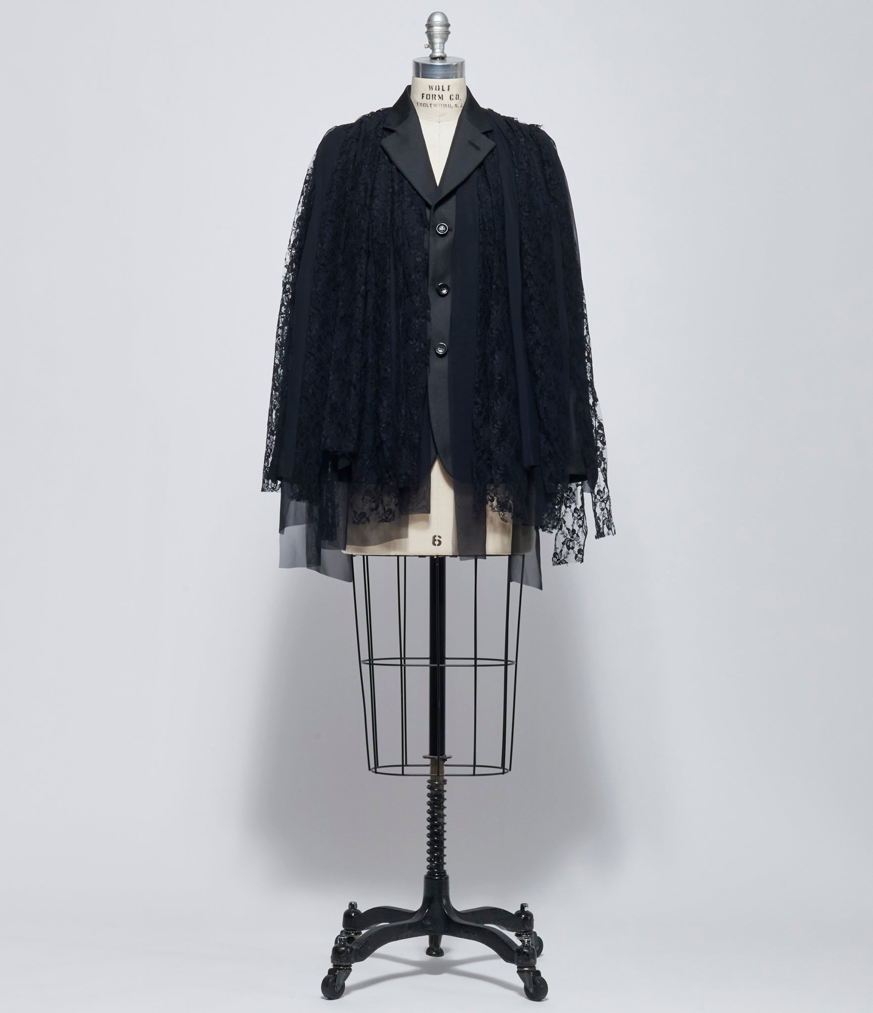 FW26 Comme des Garçons Womens Lace Panel Fringe Jacket
