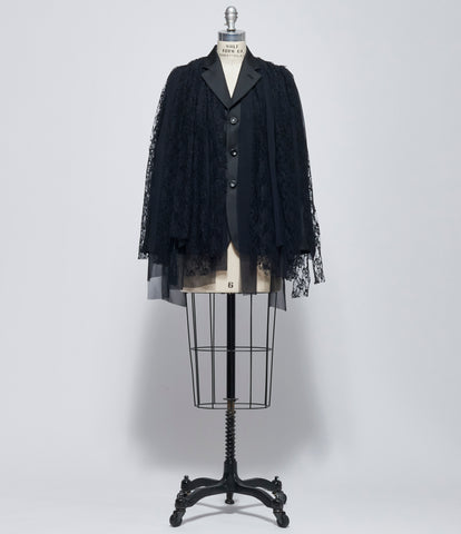 FW26 Comme des Garçons Womens Lace Panel Fringe Jacket