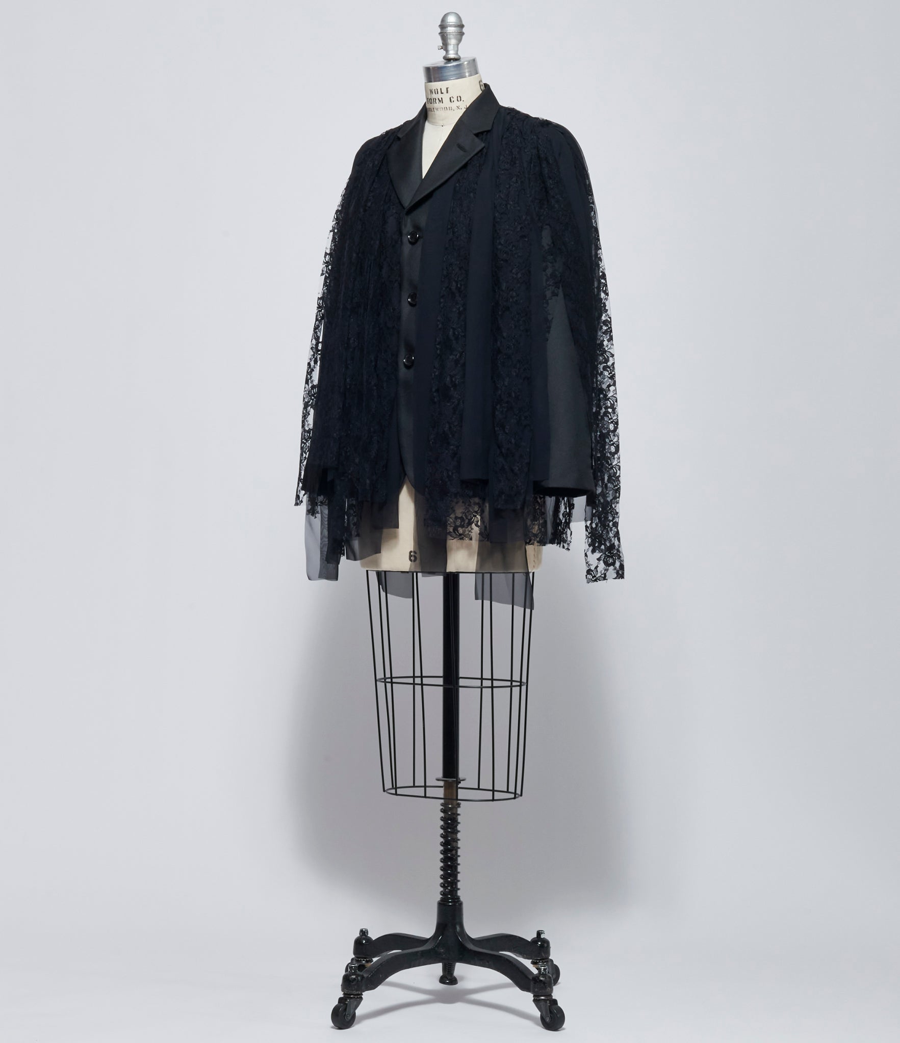 FW26 Comme des Garçons Womens Lace Panel Fringe Jacket