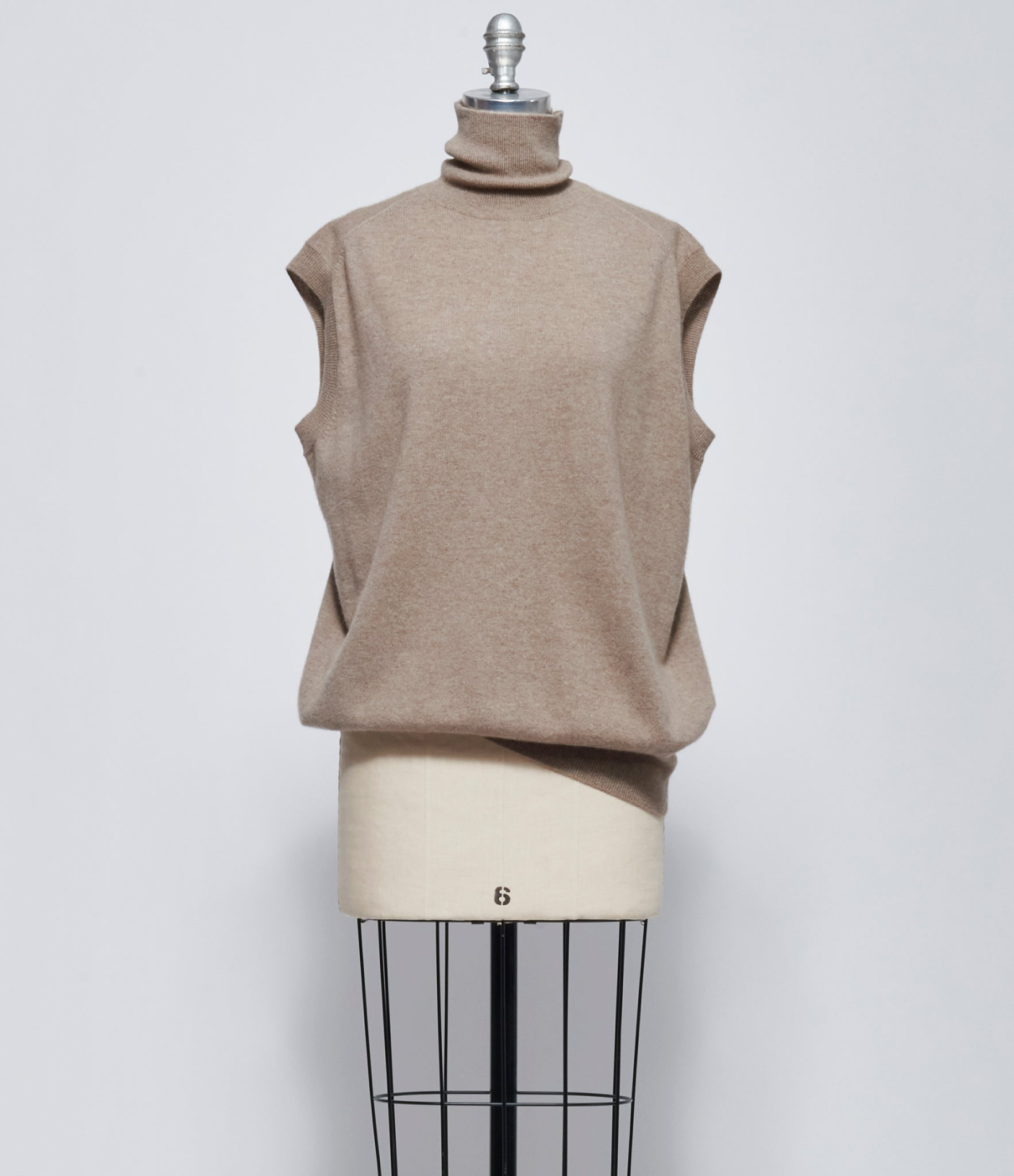 FW26 Sofie D'Hoore Womens Sleeveless Pullover High Neck Knit Sahara Melange