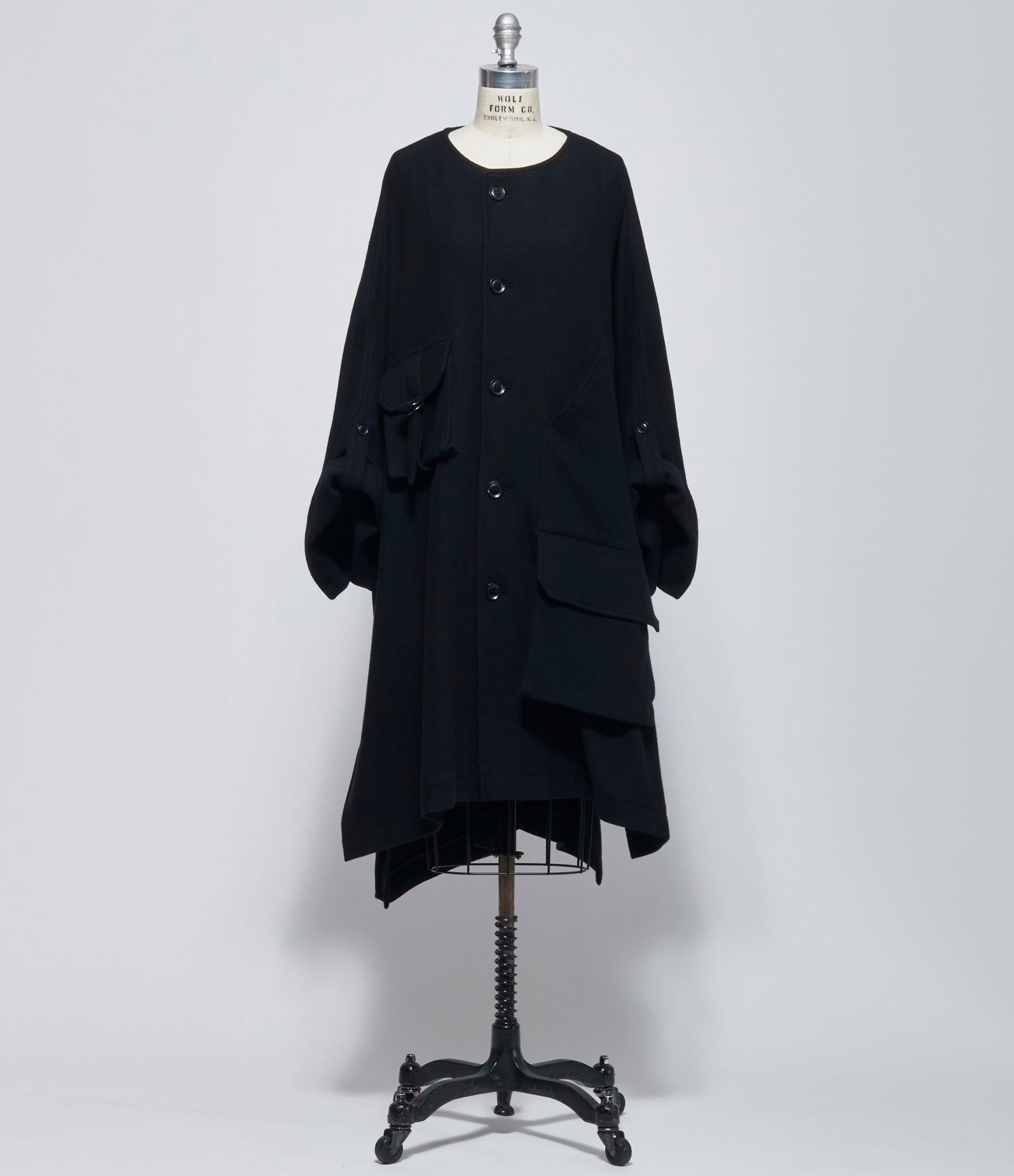 FW26 Y's Womens I-Collar Less Dolman Coat Black