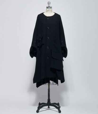 FW26 Y's Womens I-Collar Less Dolman Coat Black