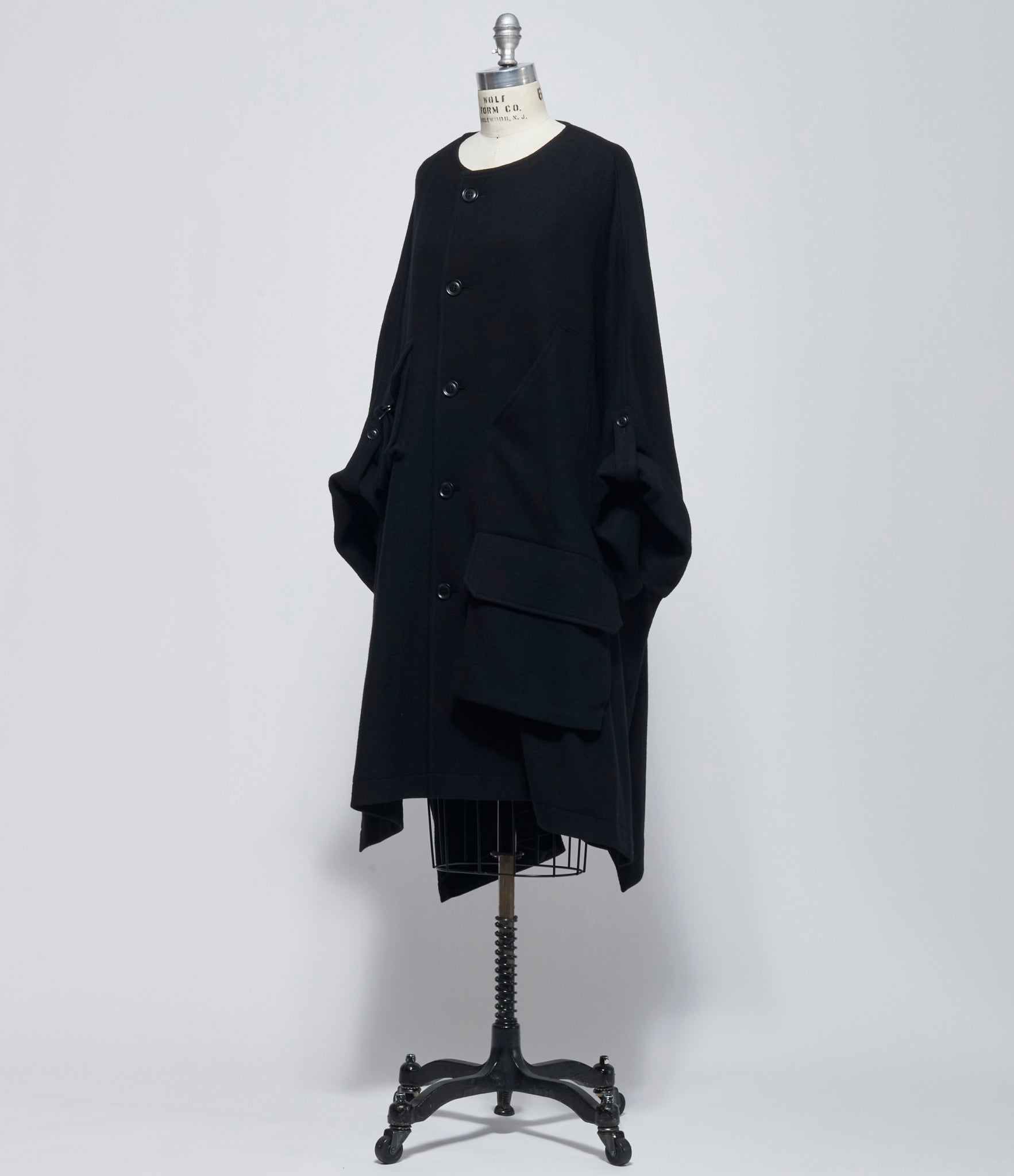 FW26 Y's Womens I-Collar Less Dolman Coat Black